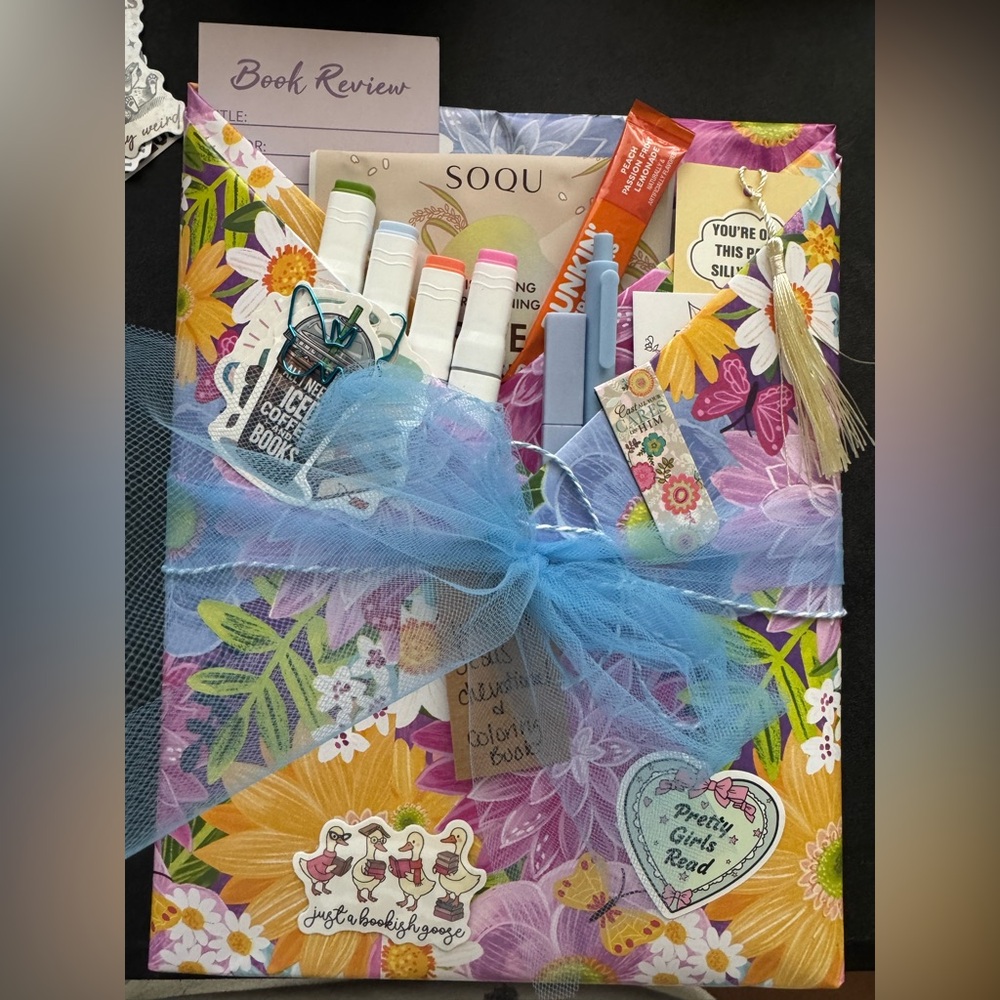 Floral Bookish Gift Bundle with Blue Bow
